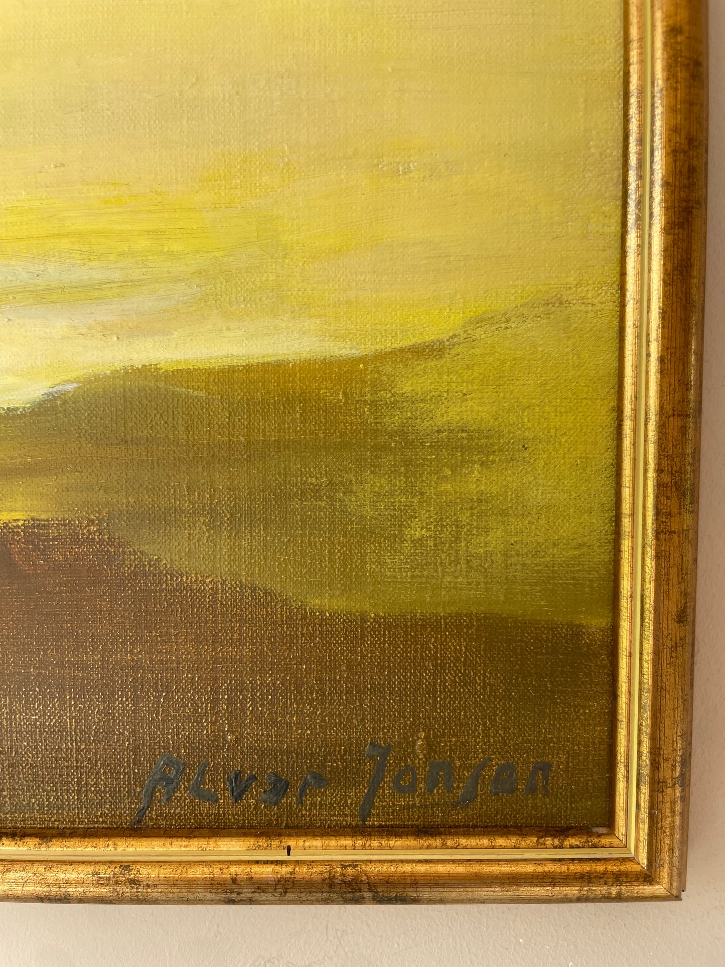 Hazy Sky, vintage Swedish oil painting by Alvar Jonson, photo 4 of 5