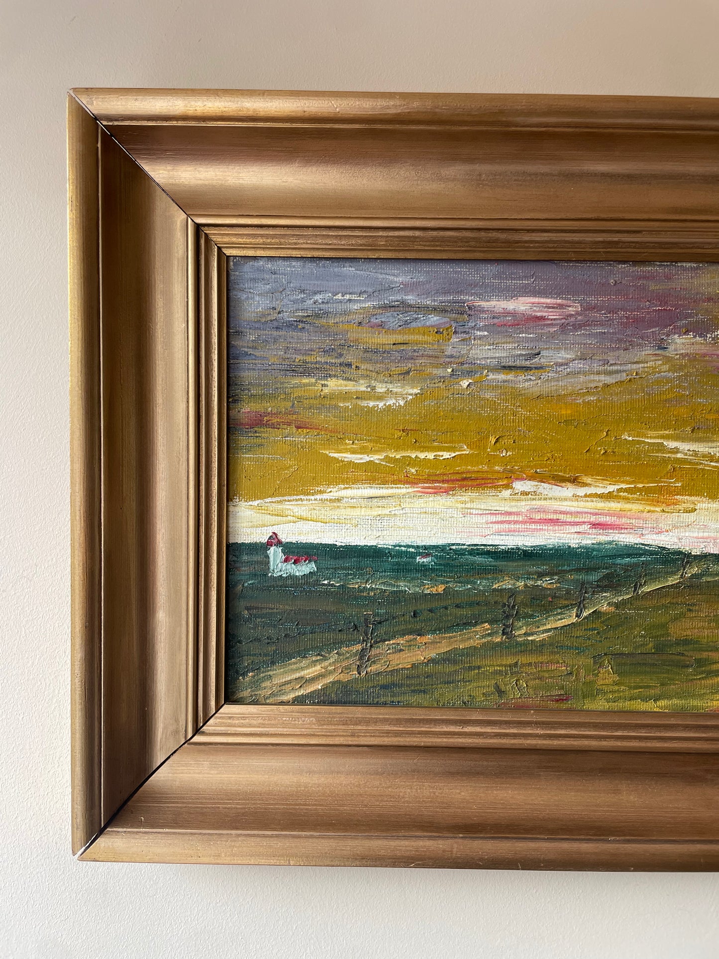 Sunset Fields, vintage oil painting, photo 6 of 7
