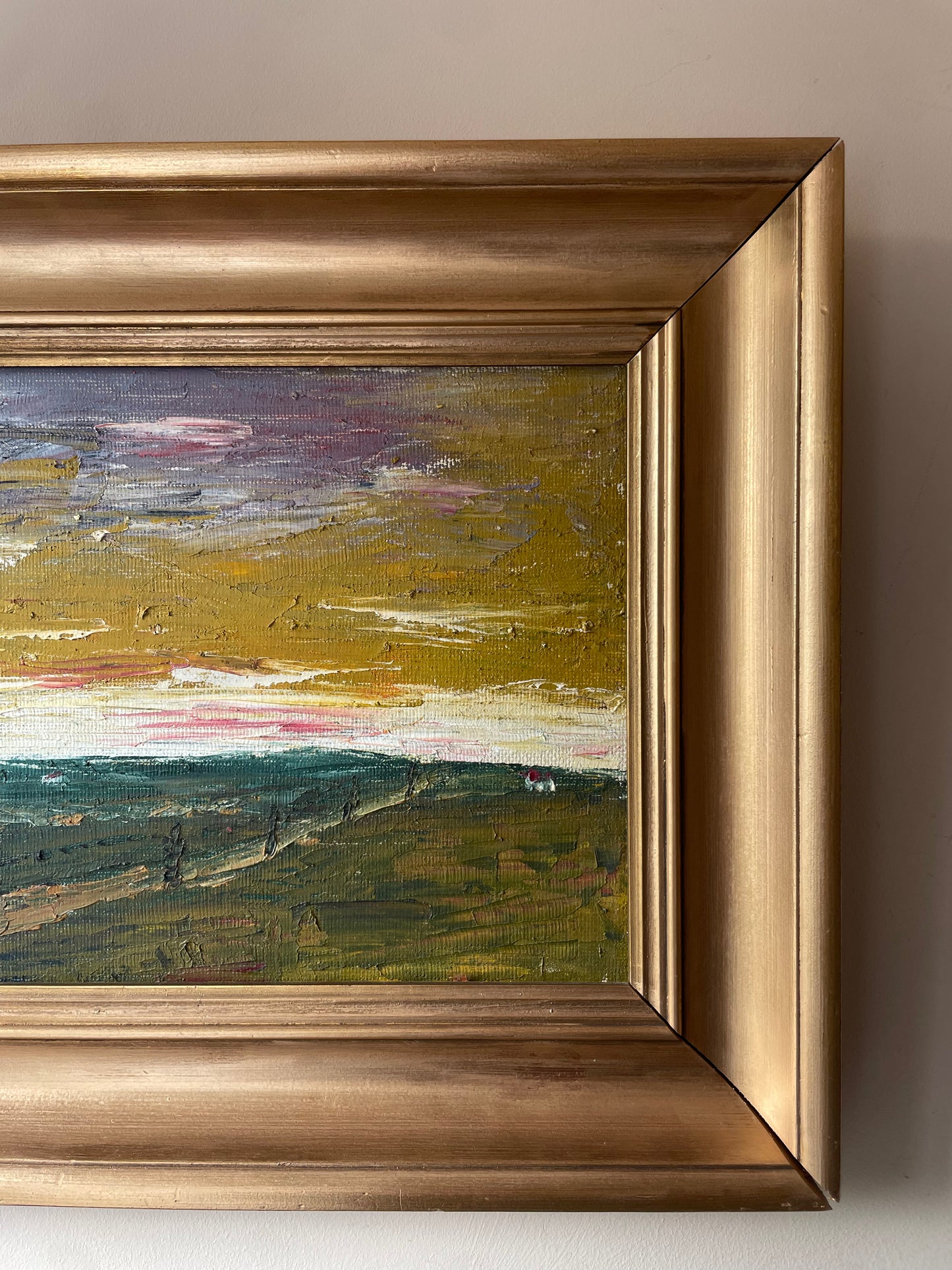 Sunset Fields, vintage oil painting, photo 4 of 7