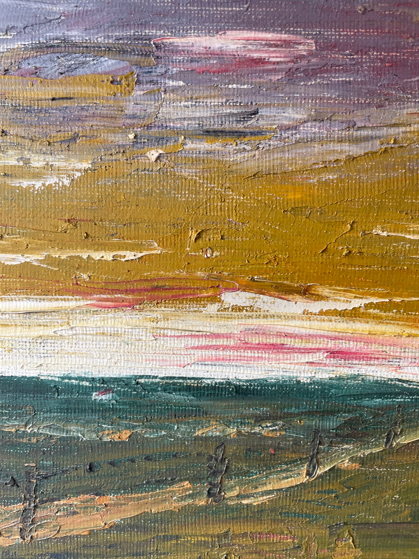 Sunset Fields, vintage oil painting, photo 5 of 7