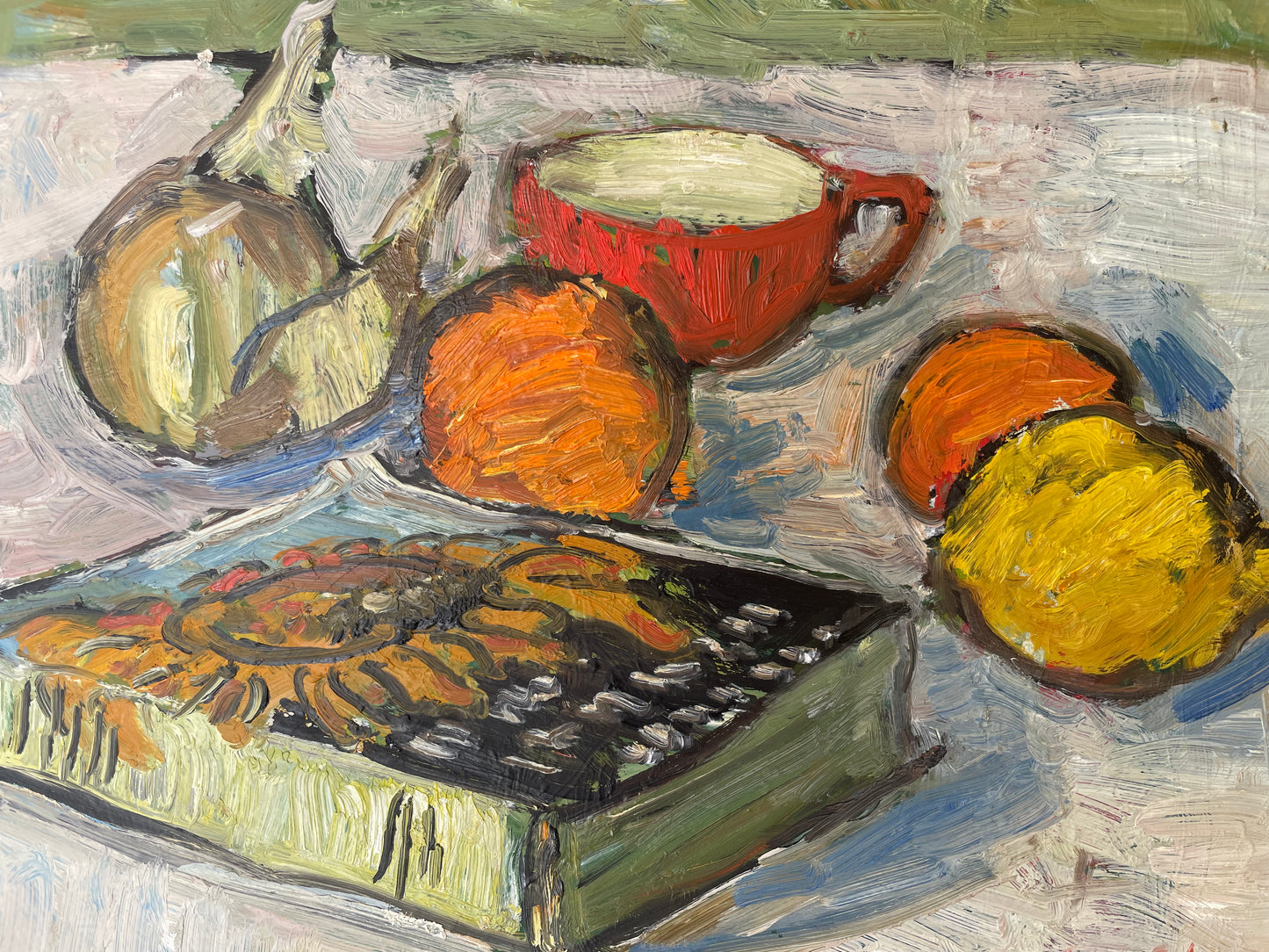 Garden Table, vintage Swedish oil painting by Gunner Lindberg, photo 2 of 6