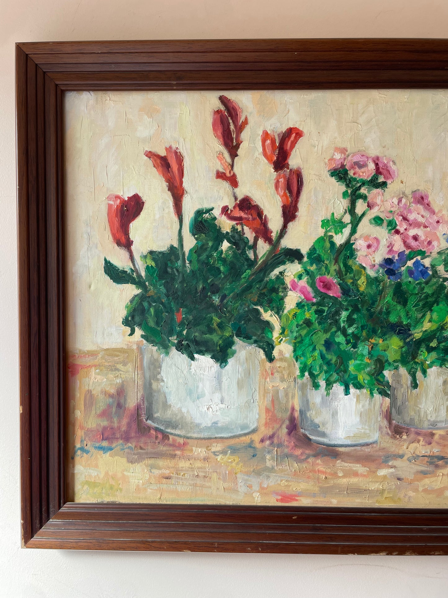 Potted Flowers, vintage oil painting by Celiz, photo 6 of 7