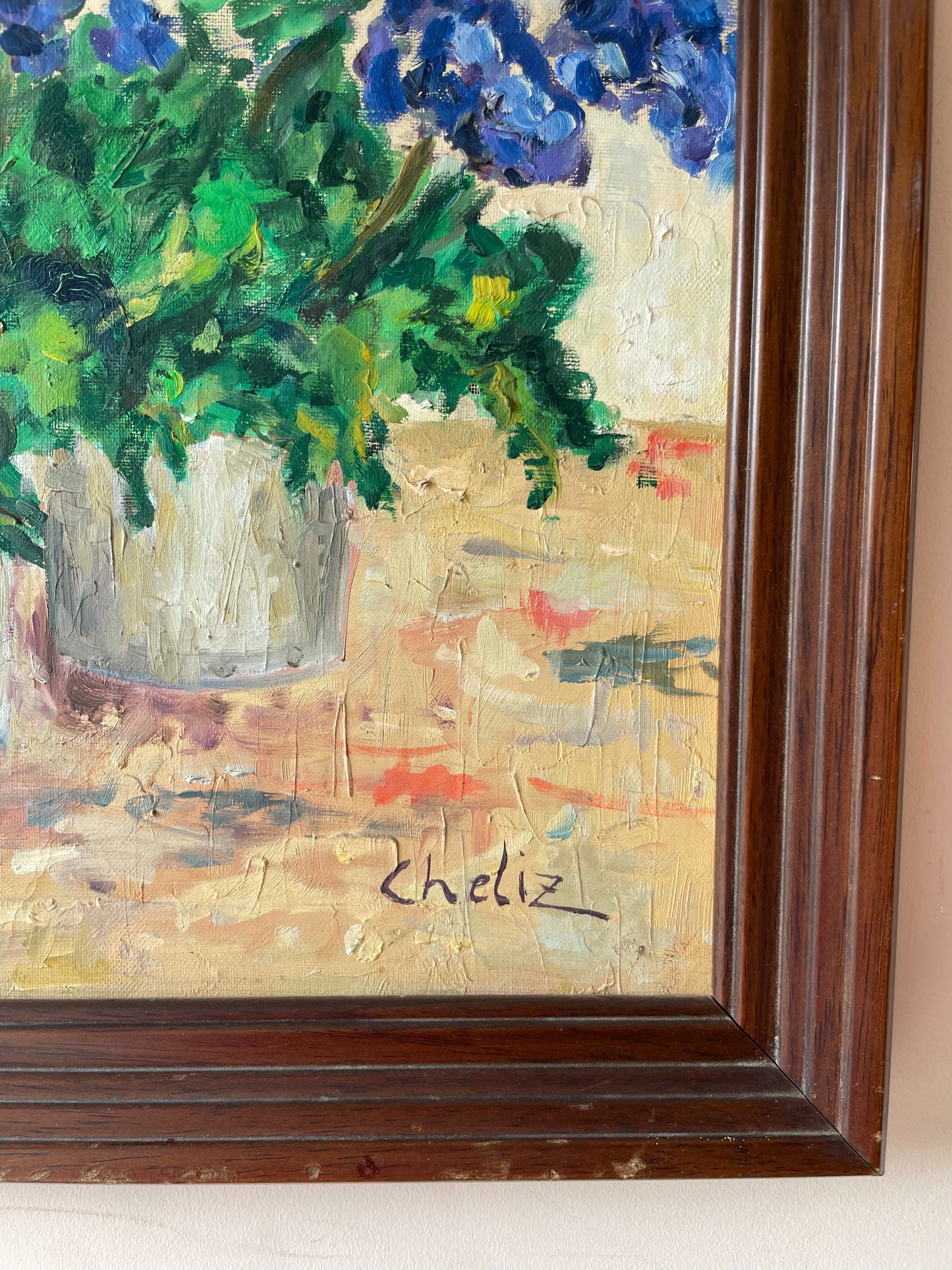 Potted Flowers, vintage oil painting by Celiz, photo 5 of 7