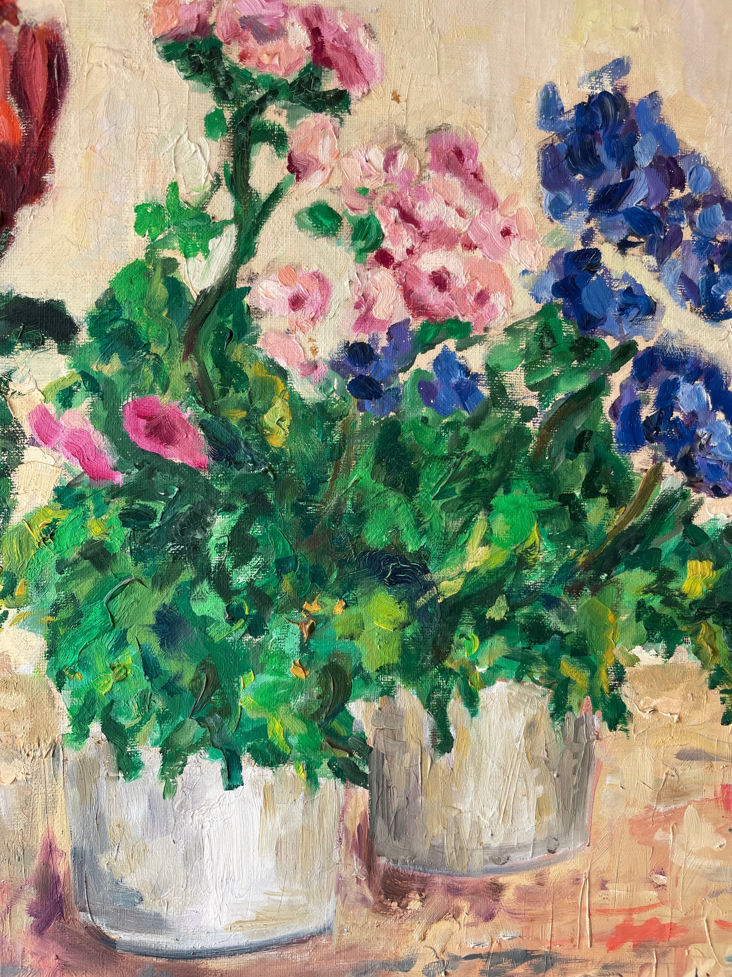 Potted Flowers, vintage oil painting by Celiz, photo 3 of 7
