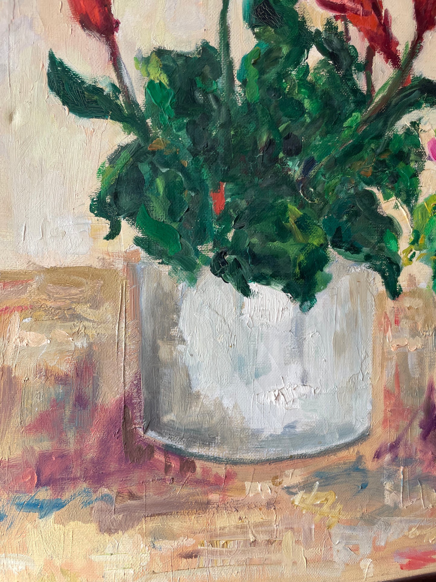 Potted Flowers, vintage oil painting by Celiz, photo 4 of 7