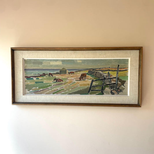 Grazing Cows, vintage oil painting by Tore Lundborg, photo 2 of 6