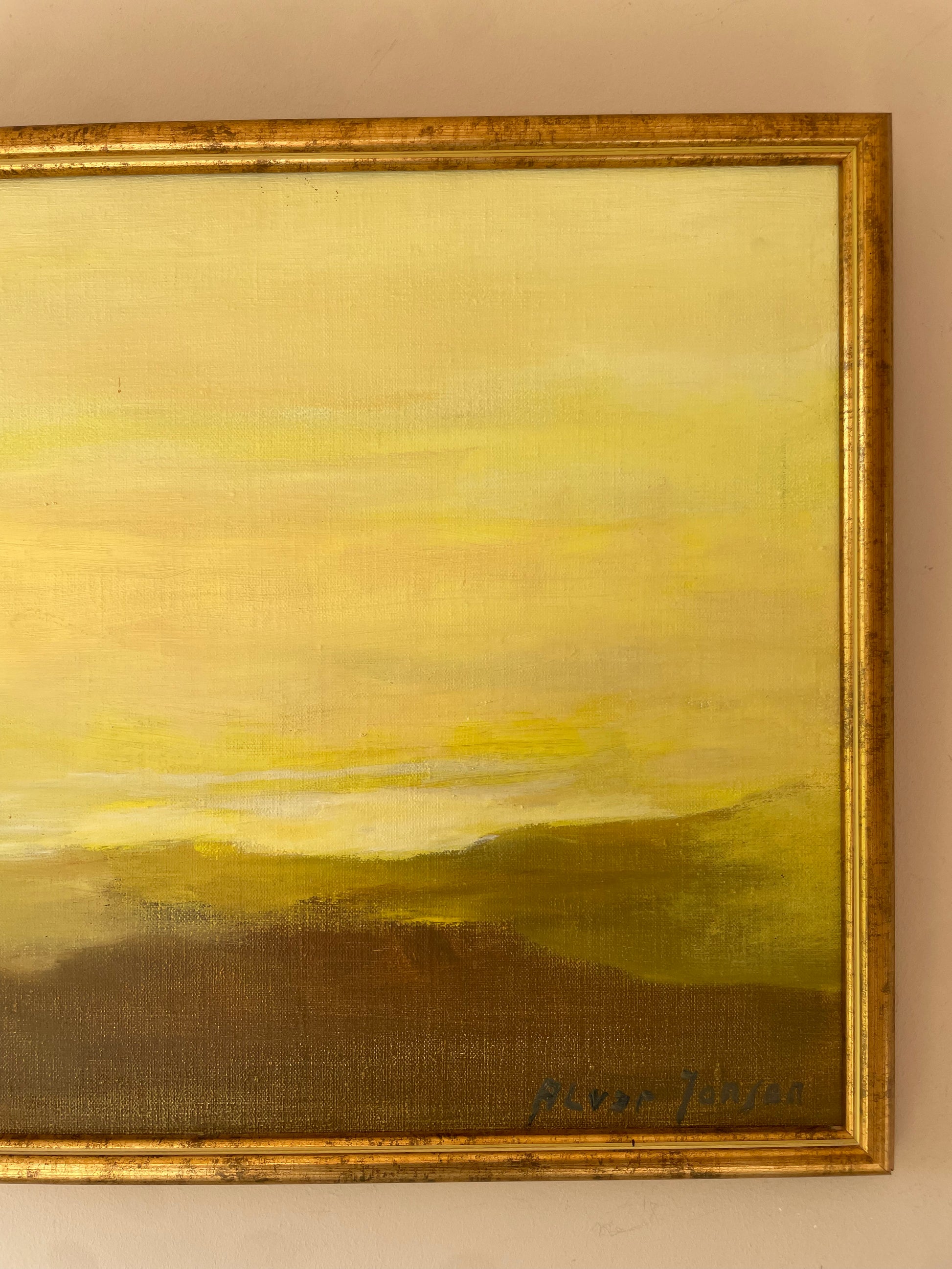 Hazy Sky, vintage Swedish oil painting by Alvar Jonson, photo 5 of 5